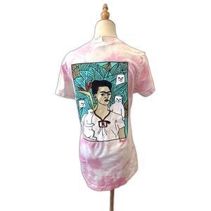 RipnDip Frida Kahlo Cats Pink Tie Dye Short Sleeve Tee Medium